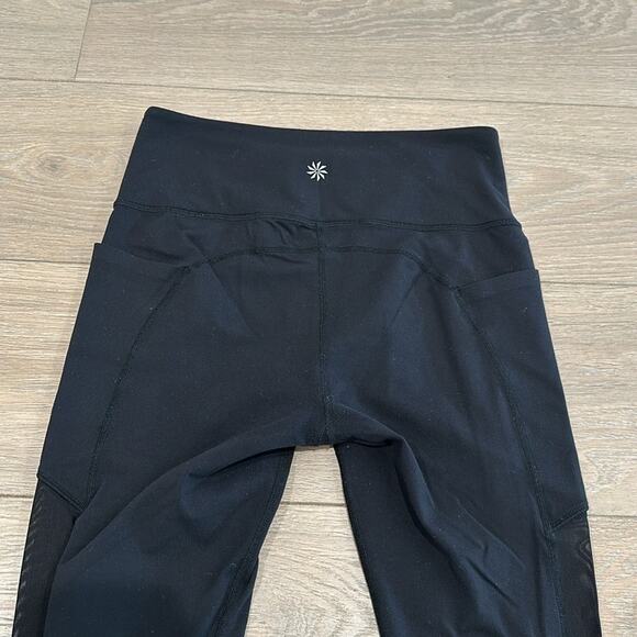 ATHLETA Black Mesh Chaturanga To Town High Rise Active Yoga Workout Capri Size S - Picture 6 of 14